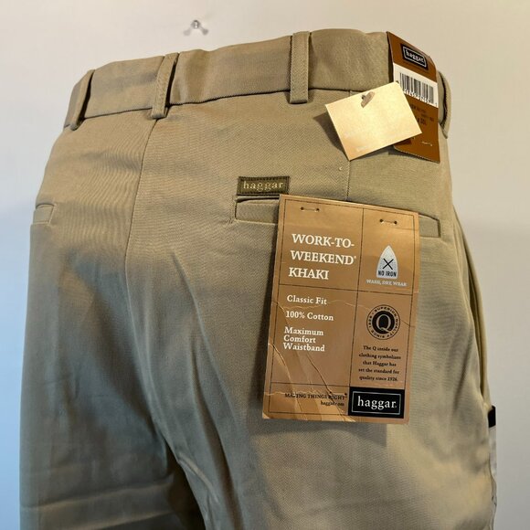 Haggar Men’s Work-To-Weekend Classic Fit Khaki Pants - Size 32 x 30 - NWT - Picture 4 of 6
